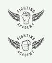 Set of vintage mixed martial arts or fighting club logos, emblems Royalty Free Stock Photo