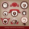 Set Of Vintage And Modern Icons Of Strawberries.