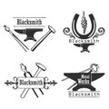 Set of vintage monochrome blacksmith labels and