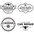 Set of vintage monochrome car repair service templates of emblems, labels, badges and logos Royalty Free Stock Photo