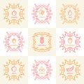 Set of vintage monograms. Royalty Free Stock Photo
