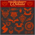 Set of vintage motorcycle design elements for emblems and labels