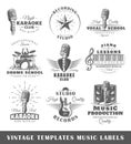 Set of vintage musical labels templates