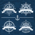 Set of vintage nautical design elements Royalty Free Stock Photo