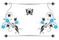 Set vintage ornament with forget me not flowers, frame and decorative divider for greeting card