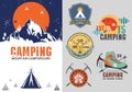 Set of vintage outdoor camp badges, logo and design elements. Vintage print, mountain travel Style.