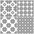 Set of vintage Classical seamless patterns with decoration tracery on a white background. Royalty Free Stock Photo