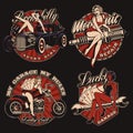 Set of vintage pin up girls on the dark background Royalty Free Stock Photo