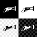 Set Vintage pistol icon isolated on black and white, transparent background. Ancient weapon. Vector Royalty Free Stock Photo