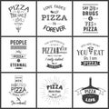 Set of vintage pizza typographic quotes