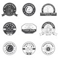 Set Vintage Plumbing, Heating Services logo, labels and badges.