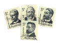 Vintage portrait postage stamps from Australia.