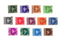 A set of vintage postage stamps from India. Royalty Free Stock Photo