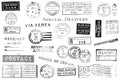 Set of Vintage Postal Marks Royalty Free Stock Photo