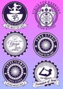 Set of vintage purple badges for yoga studio
