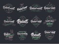 Set of vintage Rabbit and meat emblems and stamps. Colorful badges, templates and stickers Royalty Free Stock Photo