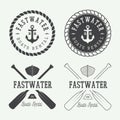 Set of vintage rafting logo, labels and badges.