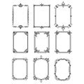 Set of vintage rectangular ornate ornaments. Retro decorative frames.