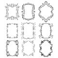 Set of vintage rectangular ornate ornaments. Retro decorative frames. Royalty Free Stock Photo