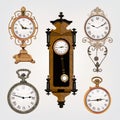 Set of vintage retro clocks Royalty Free Stock Photo