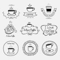Set Of Vintage Retro Coffee Labels. Retro Elements For Calligraphic Designs.