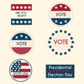 Set of vintage retro election badges and labels