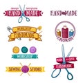 Set of vintage retro handmade badges, labels and Royalty Free Stock Photo