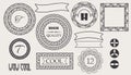 Set of vintage retro labels, stamps, ribbons, marks and calligraphic design elements, vector