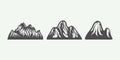 Set of vintage retro mountains. Graphic Art.