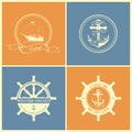 Set Of Vintage Retro Nautical Badges And Labels