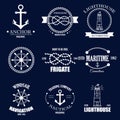 Set of vintage retro nautical badges and vector labels.