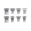 Set of Vintage Retro Old Ancient Classic Greek Roman Pillar Column Icon Illustration