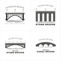 Set of Vintage Retro Silhouette of Bridge Logo Design. Brick, stone, and steel Bridge Logo