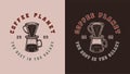 Set of vintage retro style coffee emblems, logos, badges. Can be used like poster or print. Monochrome Graphic Art. Vector Royalty Free Stock Photo