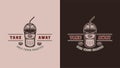 Set of vintage retro style coffee emblems, logos, badges. Can be used like poster or print. Monochrome Graphic Art. Vector Royalty Free Stock Photo