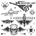 Set of vintage rock and roll emblems I love rock