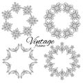 Set of vintage round floral frames with space for text. Royalty Free Stock Photo