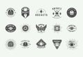 Set of vintage rugby and american football labels, emblems, badges and logo. Royalty Free Stock Photo
