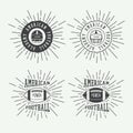 Set of vintage rugby and american football labels, emblems and logo Royalty Free Stock Photo