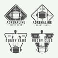 Set of vintage rugby and american football labels, emblems and logo. Royalty Free Stock Photo