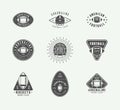 Set of vintage rugby and american football labels, emblems and logos Royalty Free Stock Photo