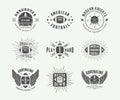 Set of vintage rugby and american football labels, emblems and logos Royalty Free Stock Photo