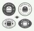 Set of vintage rugby and american football labels, emblems and logos