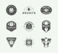 Set of vintage rugby and american football labels, emblems and logos Royalty Free Stock Photo