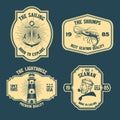 Set of Vintage Sailing Nautical Badge Label Royalty Free Stock Photo