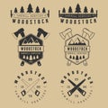 Set of vintage sawmills labels, emblems, logo, badges and design elements