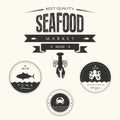 Set of vintage seafood labels, badges and design Royalty Free Stock Photo