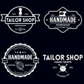 Set of vintage sewing and tailor labels, badges, design elements and emblems. Tailor shop old-style logo Royalty Free Stock Photo