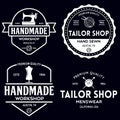 Set of vintage sewing and tailor labels, badges, design elements and emblems. Tailor shop old-style logo Royalty Free Stock Photo