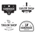 Set of vintage sewing and tailor labels, badges, design elements and emblems. Tailor shop old-style logo Royalty Free Stock Photo